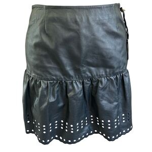 Red Valentino lamb skin leather eyelet skirt